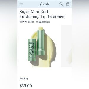 ⭐️2/40 | Fresh | NIB Sugar Refreshing Lip Balm | Mint Rush
